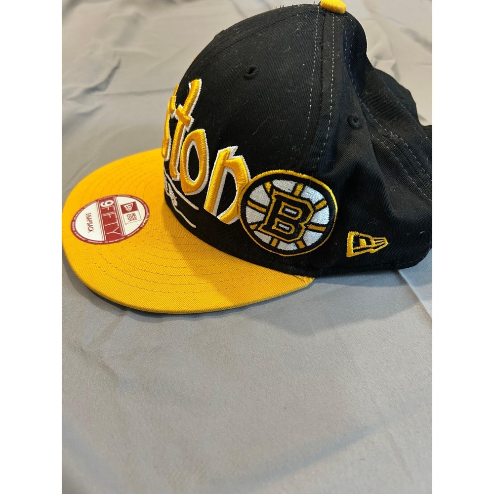 New Era Boston Bruins Snapback Hockey NHL Hat Mens One Size Black Adjustable Cap
